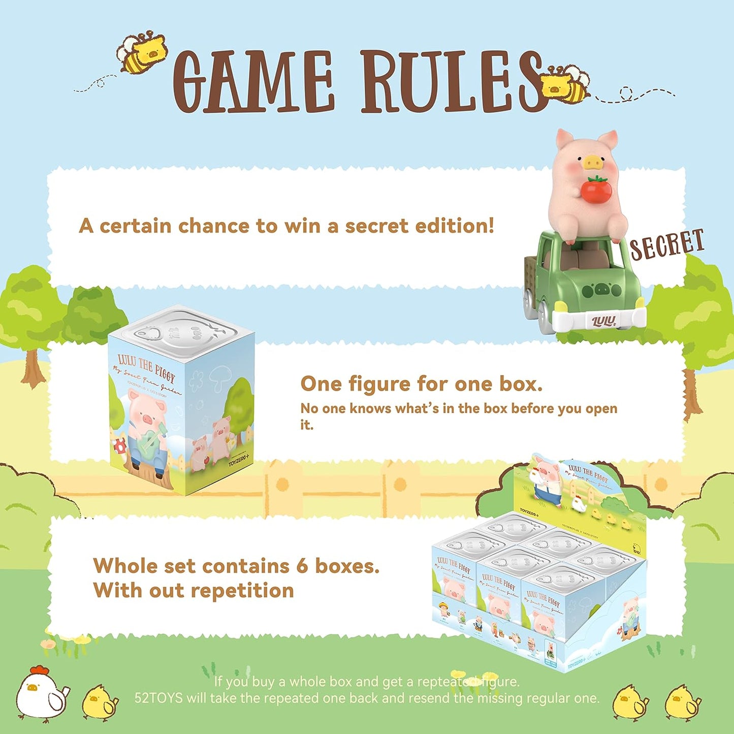 Lulu The Piggy Farm Series Cute Pig Blind Box Figures Collectible Toys Birthday Gift