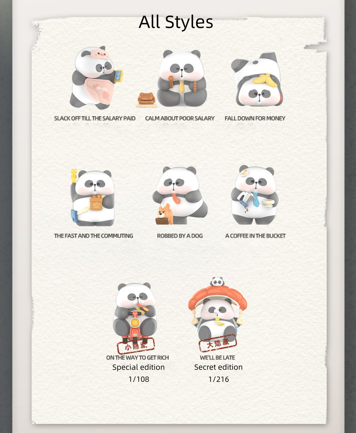 Mr.Pa Panda  Working Diary Series Blind Box Figures Toys