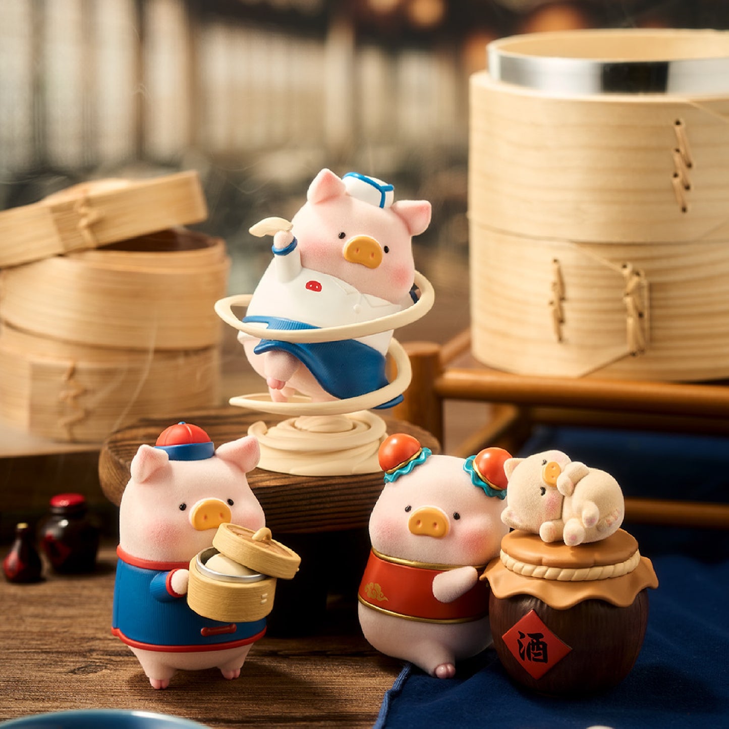 Lulu The Piggy Lu's Table Chinese Cuisine Restaurant Series Cute Pig Blind Box Figures Collectible Toys Birthday Gift