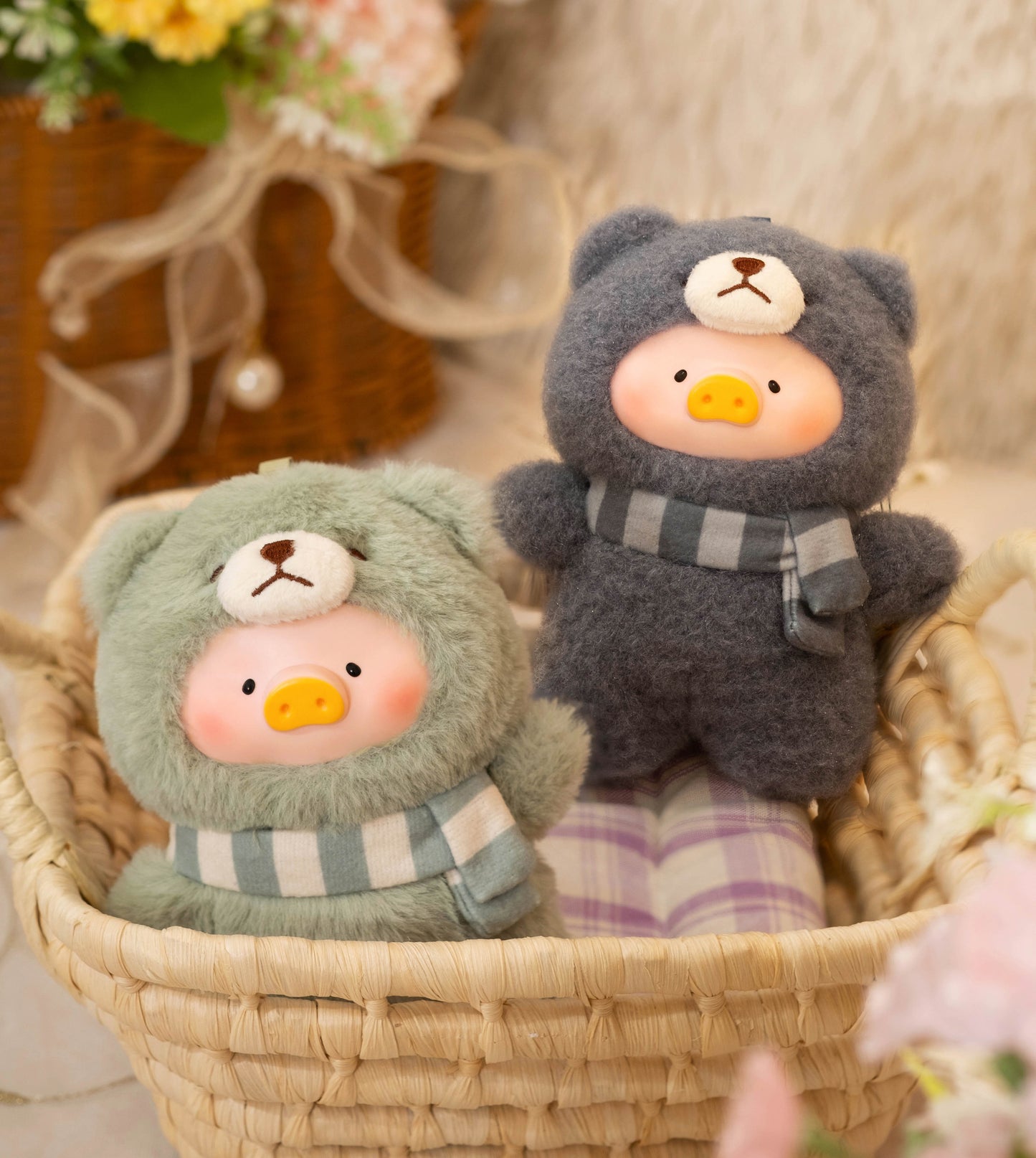 Lulu The Piggy Pig Vintage Bunny Bear Joyful Time Series Blind Box Figures Plush Cute Collectible Toys Kawaii Birthday Gifts