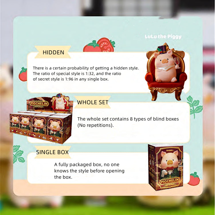 Lulu The Piggy Pigchelin Restaurant Series Cute Pig Blind Box Figures Collectible Toys Birthday Gift