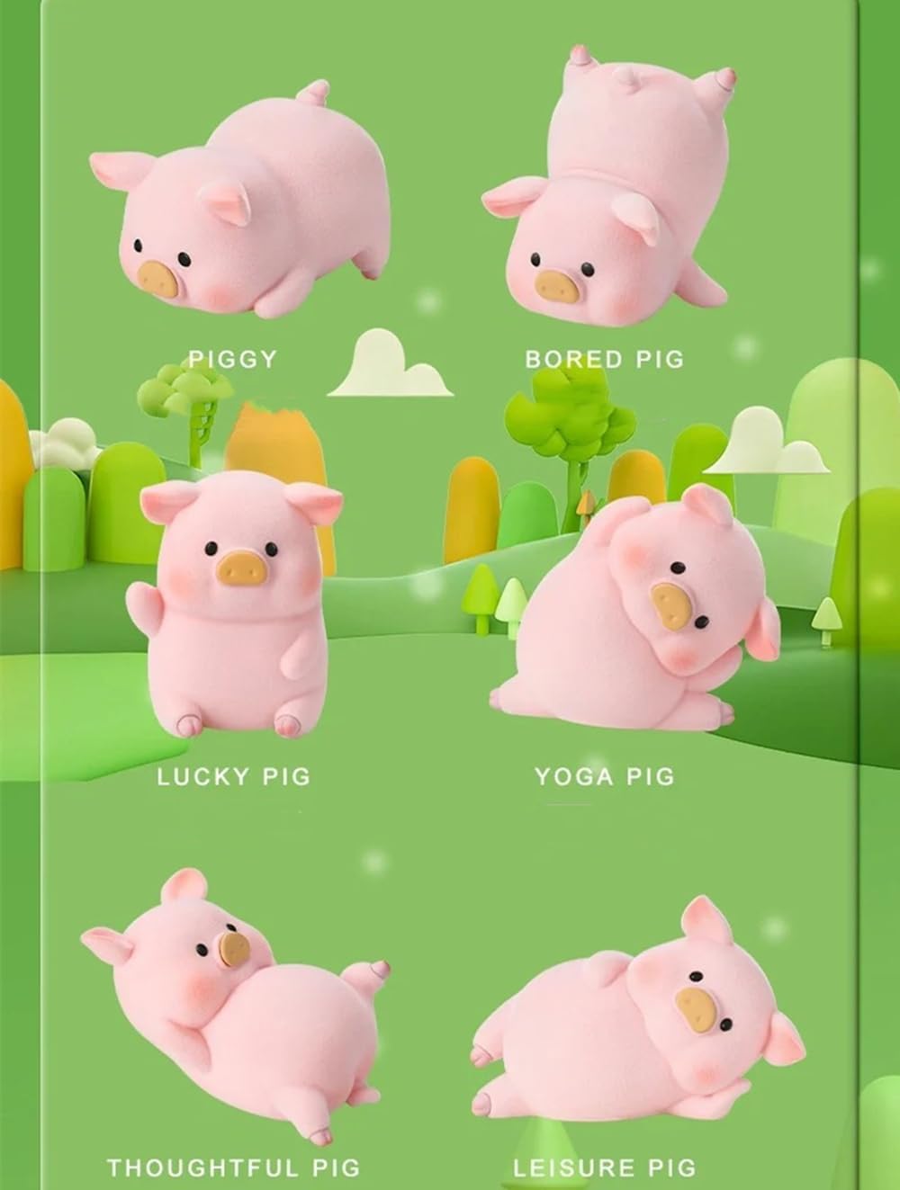 Flocking Cute Piggy Daily Life Pig Figurine Blind Box Bags Figures Collectible Toys Birthday Gifts