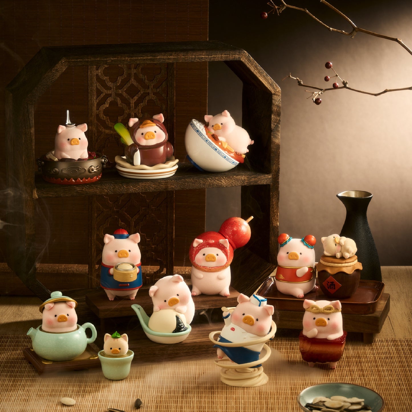 Lulu The Piggy Lu's Table Chinese Cuisine Restaurant Series Cute Pig Blind Box Figures Collectible Toys Birthday Gift