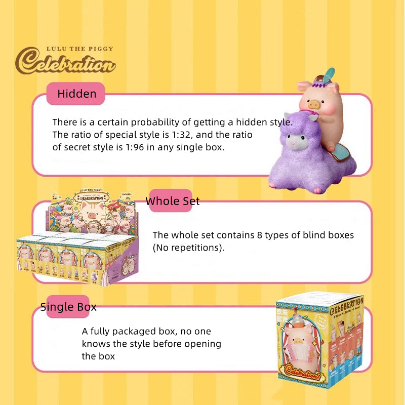 Lulu The Piggy Celebration Series Cute Pig Blind Box Figures Collectible Toys Birthday Gift