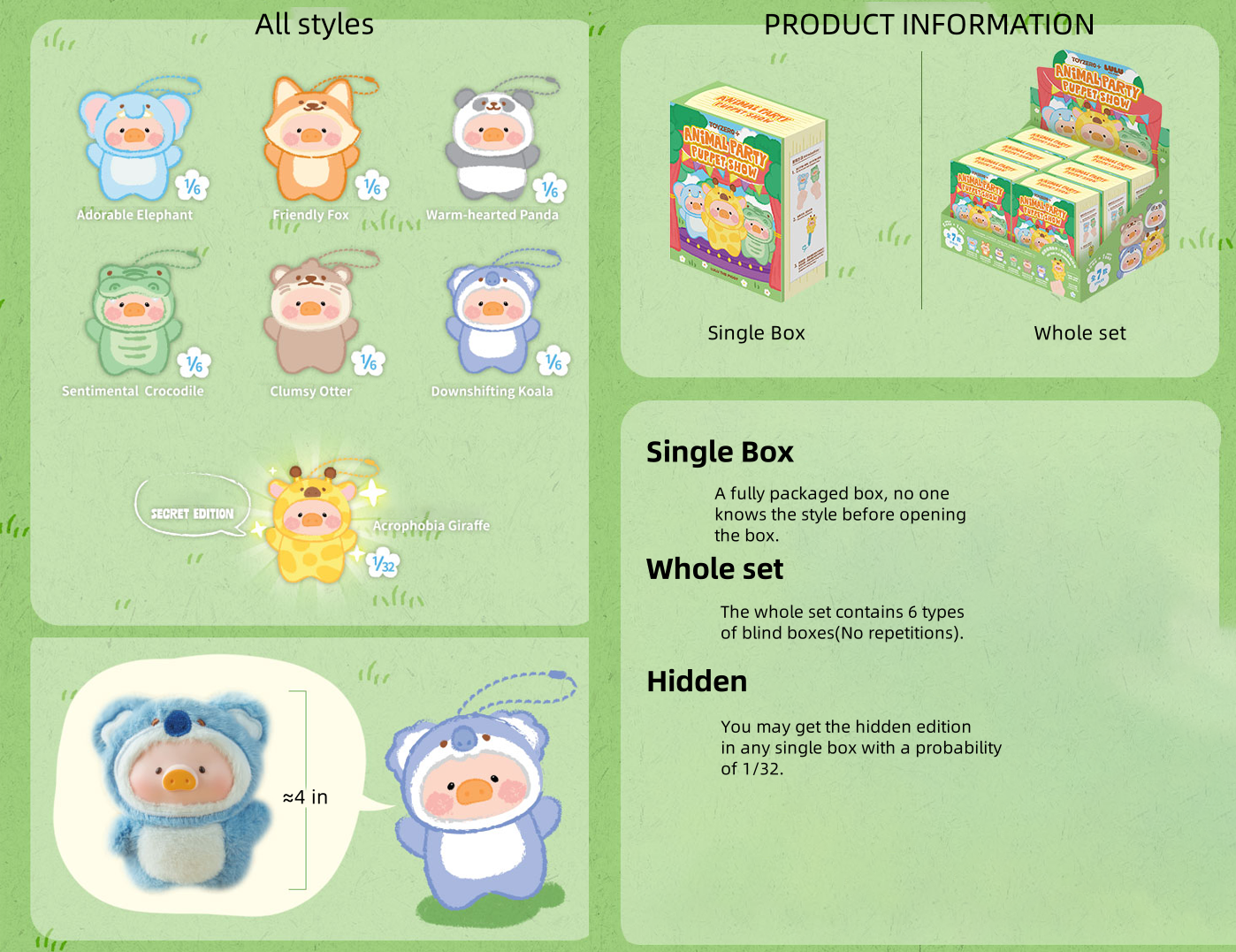 Lulu The Piggy Pig Animal Party Puppet Show Series Fingertip Plush Blind Box Figures Adorable Collectible Pendant for Bags & Keys, Modern Home Decoration