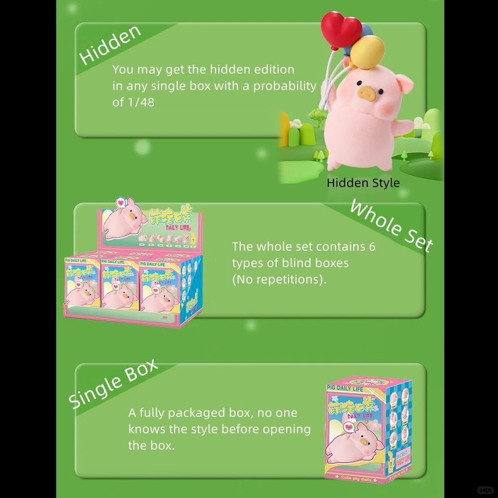 Flocking Cute Piggy Daily Life Pig Figurine Blind Box Bags Figures Collectible Toys Birthday Gifts