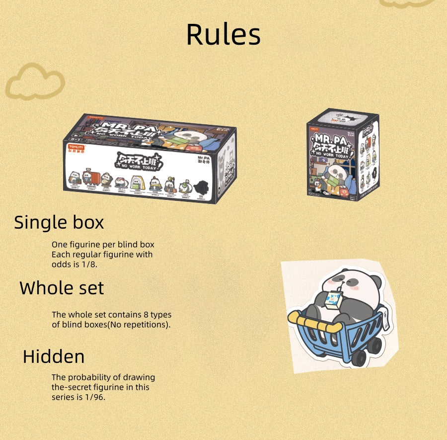 Mr.Pa Panda  No Work Today Blind Box Figures Toys