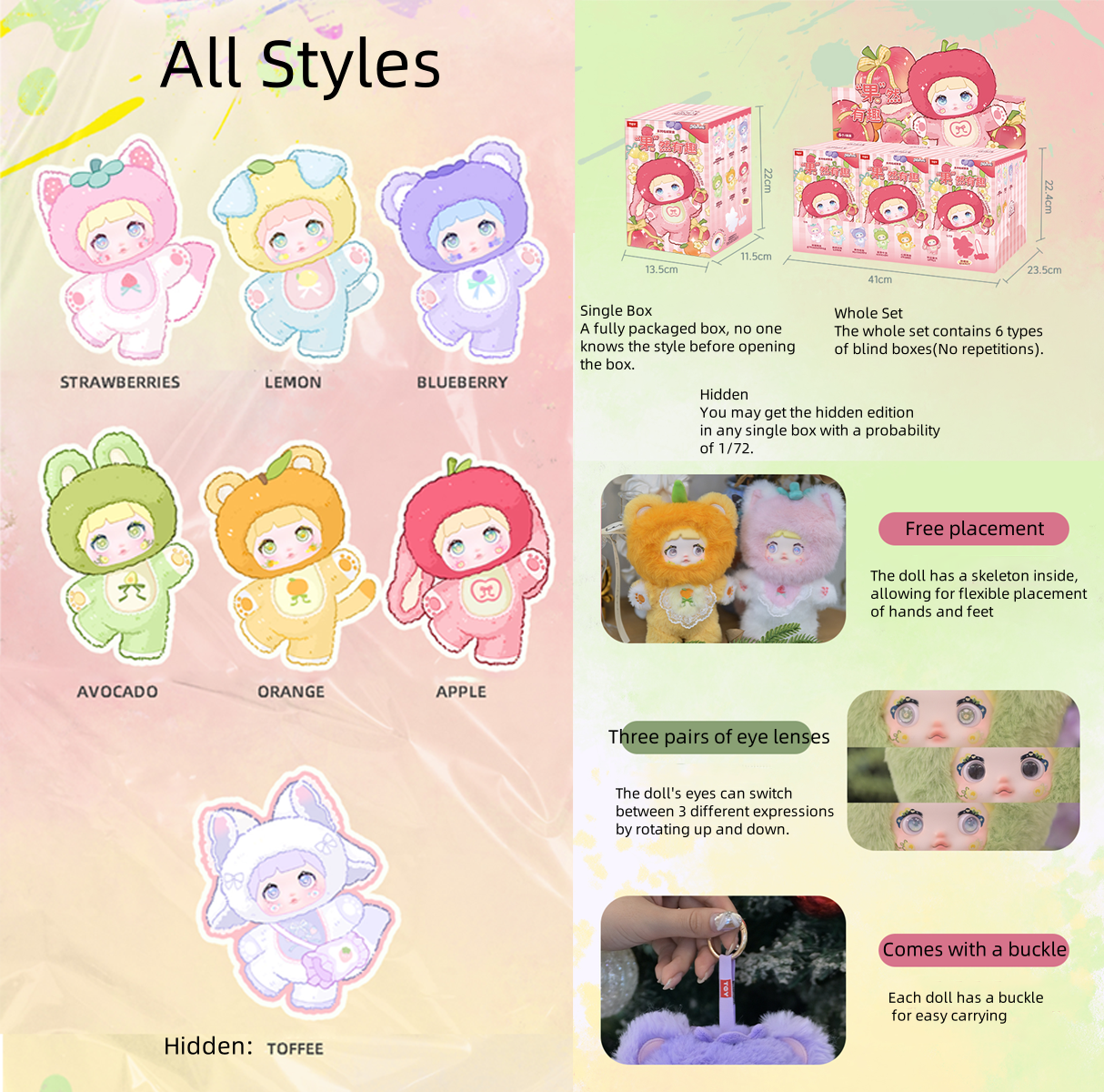 Nommi Interesting Fruits Series Plush Blind Box Figures Adorable Collectible Pendant for Bags & Keys, Modern Home Decoration