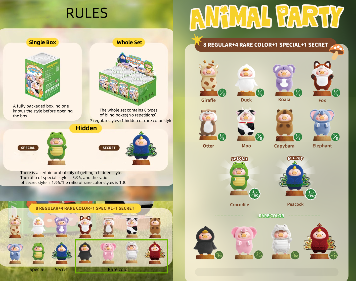 Lulu The Piggy Animal Party Series Cute Pig Blind Box Figures Collectible Toys Kawaii Birthday Gifts Home Decorations