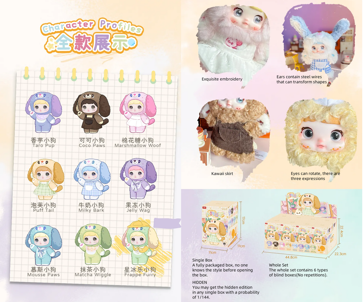 Nommi Puppy Diary Series Plush Blind Box Figures Cute Dog Collectible Toys Birthday Gifts