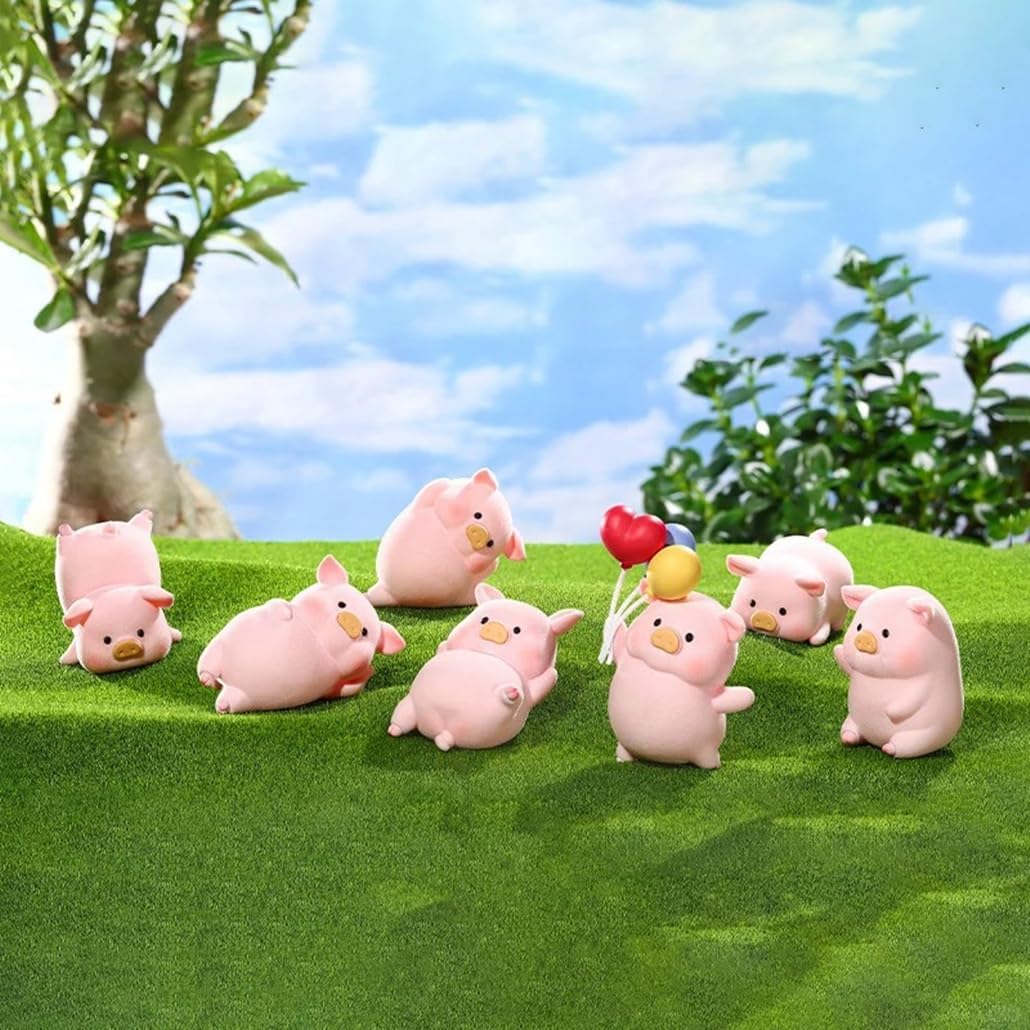 Flocking Cute Piggy Daily Life Pig Figurine Blind Box Bags Figures Collectible Toys Birthday Gifts