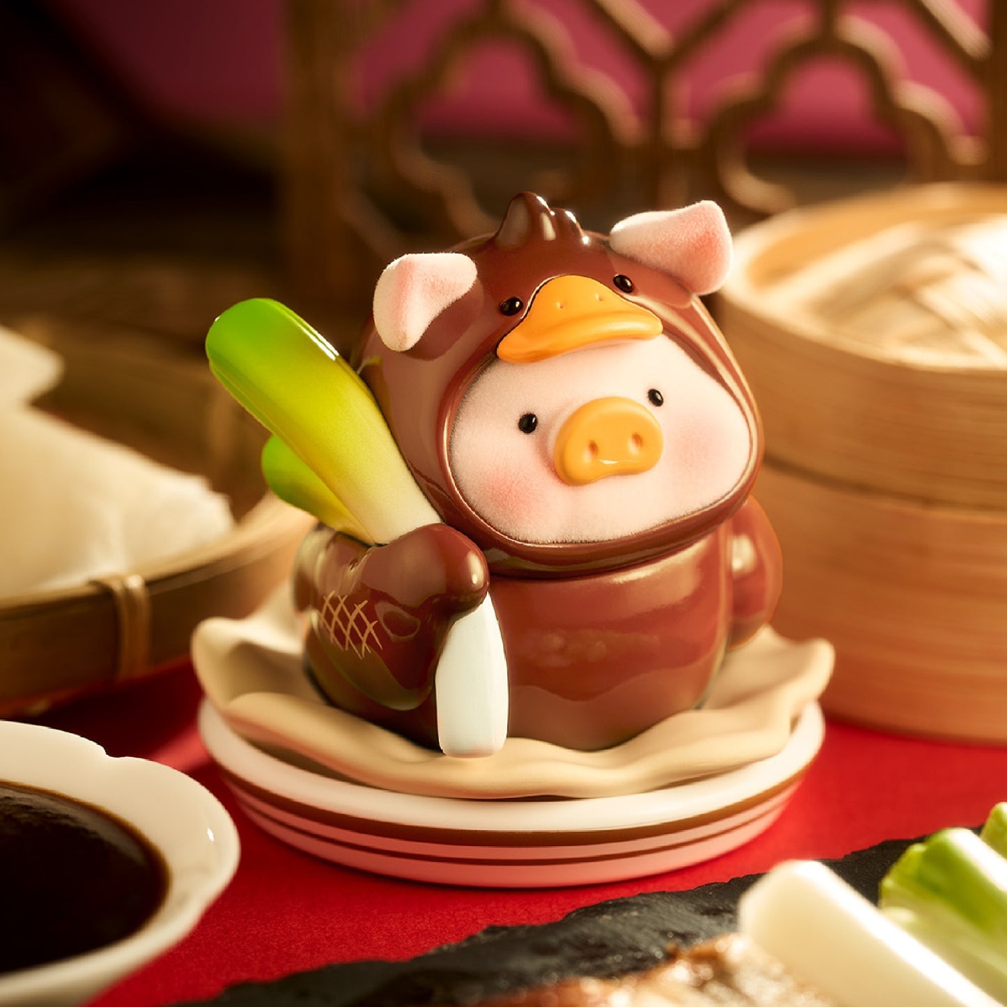 Lulu The Piggy Lu's Table Chinese Cuisine Restaurant Series Cute Pig Blind Box Figures Collectible Toys Birthday Gift