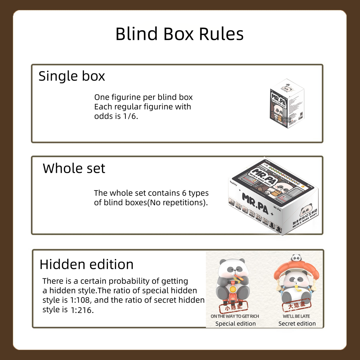 Mr.Pa Panda  Working Diary Series Blind Box Figures Toys