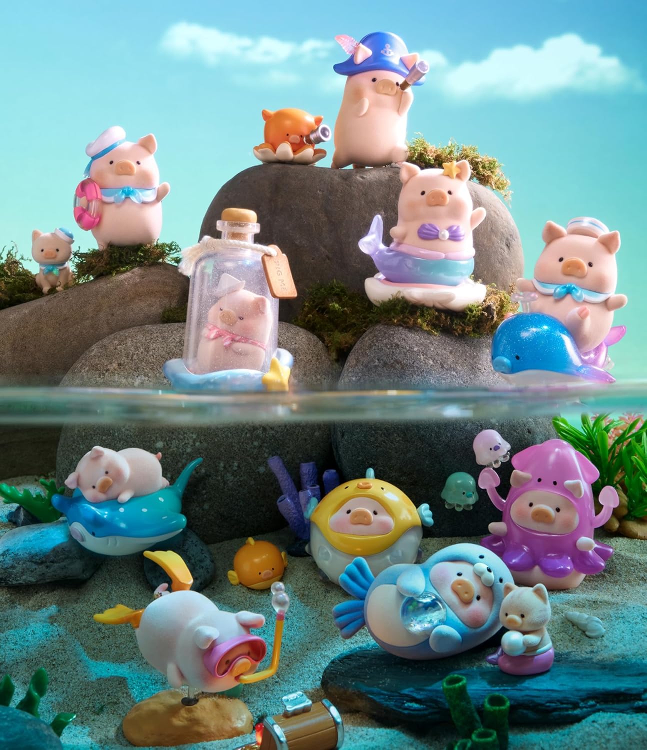 Lulu The Piggy Ocean Series Cute Pig Figures Collectible Toys Kawaii Birthday Gifts
