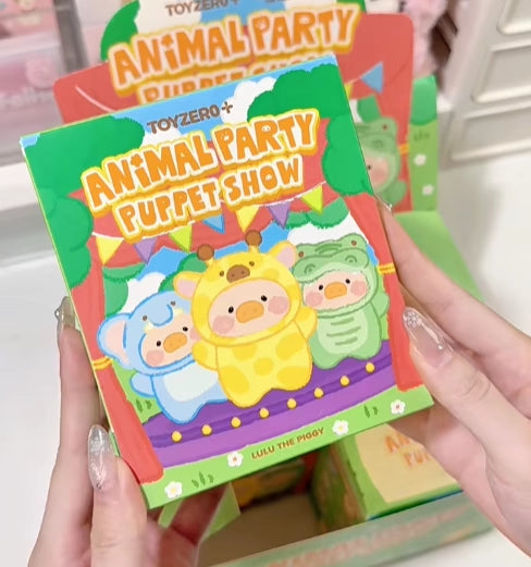 Lulu The Piggy Pig Animal Party Puppet Show Series Fingertip Plush Blind Box Figures Adorable Collectible Pendant for Bags & Keys, Modern Home Decoration