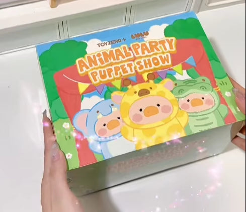 Lulu The Piggy Pig Animal Party Puppet Show Series Fingertip Plush Blind Box Figures Adorable Collectible Pendant for Bags & Keys, Modern Home Decoration